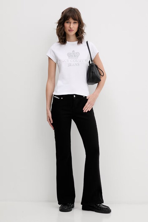 Juicy Couture T-shirt damski bawełniany HERITAGE HILTON biały JCDBJ126961