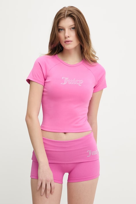 Juicy Couture t-shirt damski z modalu JC BABY TEE różowy JCWCT126317