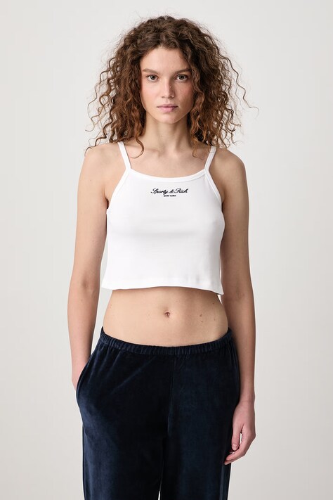 Sporty & Rich Signature NY crop top bawełniany damski biały TO10873329WH01