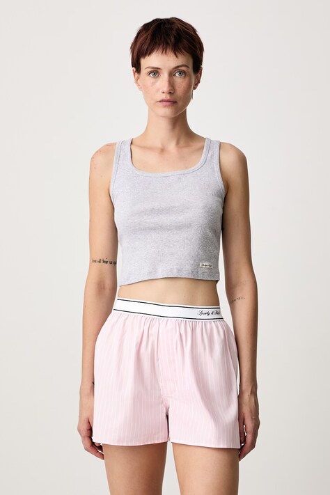 Sporty & Rich Signature Logo top damski z bawełną szary TO11574326GY03