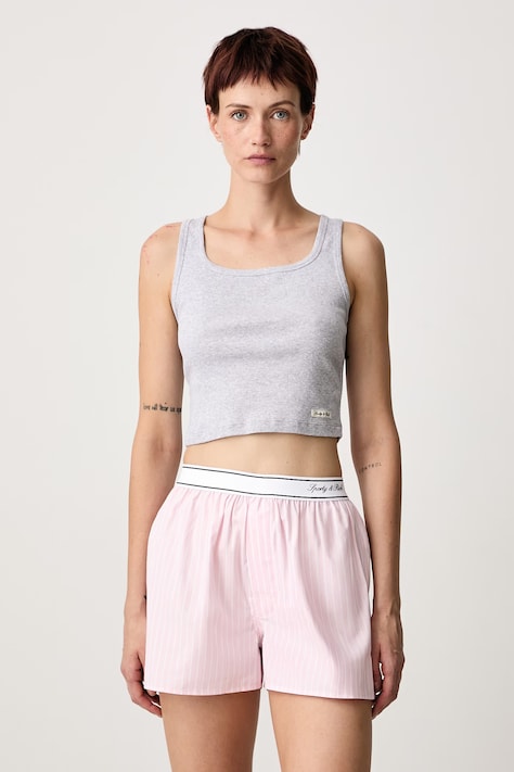 Sporty & Rich Signature Logo top damski z bawełną szary TO11574326GY03