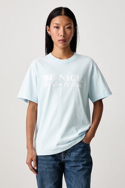 Sporty & Rich Be Nice T-shirt bawełniany damski niebieski TO11974003BL146