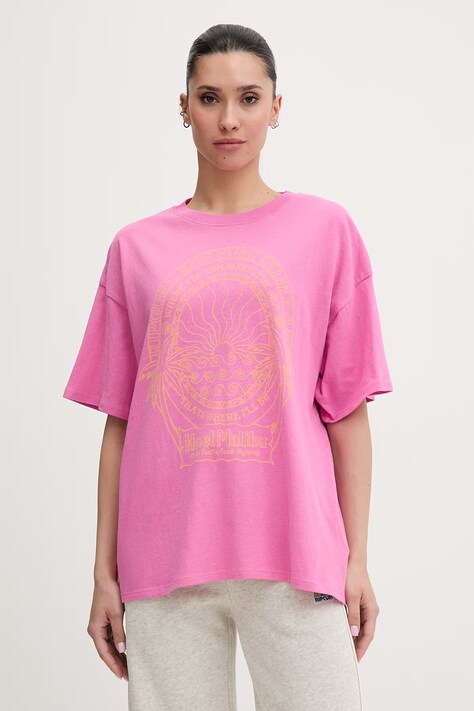 Rip Curl T-shirt damski bawełniany HOTEL MALIBU różowy 0MSWTE