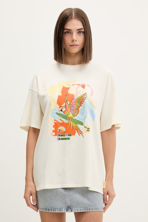 Rip Curl T-shirt damski bawełniany FARM RIO beżowy 0NFWTE