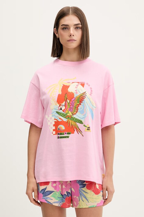 Rip Curl T-shirt damski bawełniany FARM RIO różowy 0NFWTE