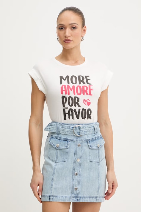 Morgan t-shirt damski z bawełną biały DFAVOR