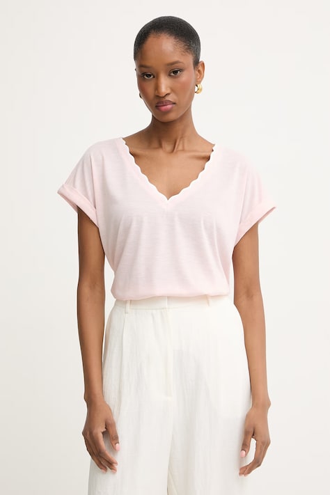 Morgan T-shirt basic damski z wiskozą różowy DIANA