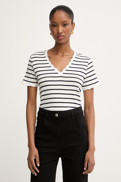 Morgan T-shirt damski bawełniany beżowy DIEGO