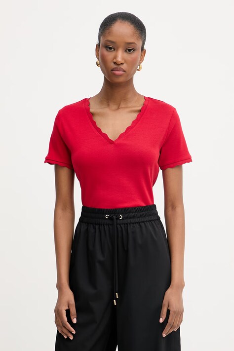 Morgan top swetrowy damski bawełniany czerwony DIEGO1