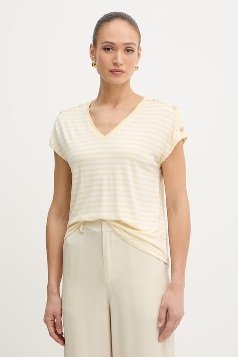 Morgan t-shirt damski z wiskozy żółty DIVA