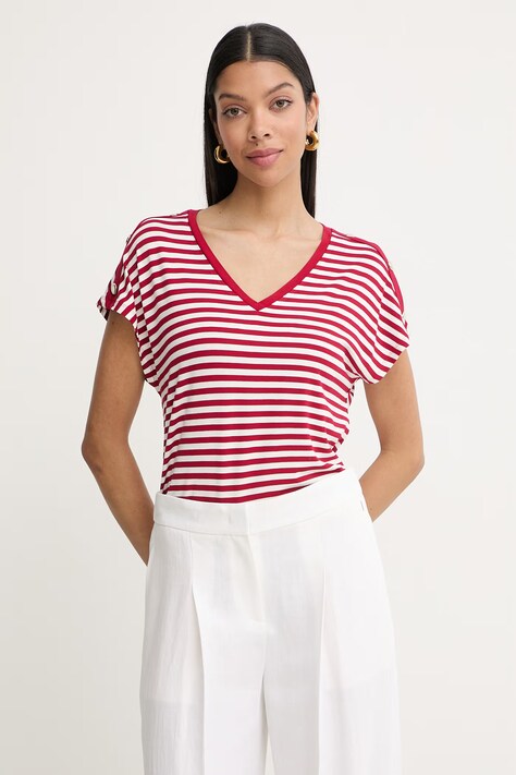 Morgan t-shirt damski z wiskozy czerwony DIVA