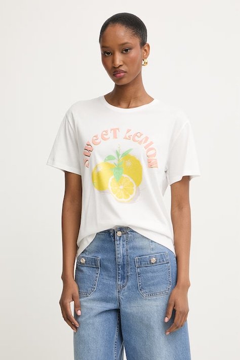 Morgan T-shirt damski z bawełną biały DLEMON
