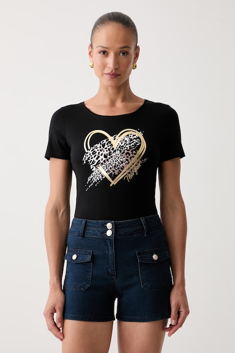 Morgan T-shirt damski z bawełną czarny DLOPI
