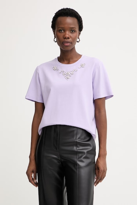 Morgan t-shirt γυναικείο βαμβάκι με ελαστάν μωβ DMARE