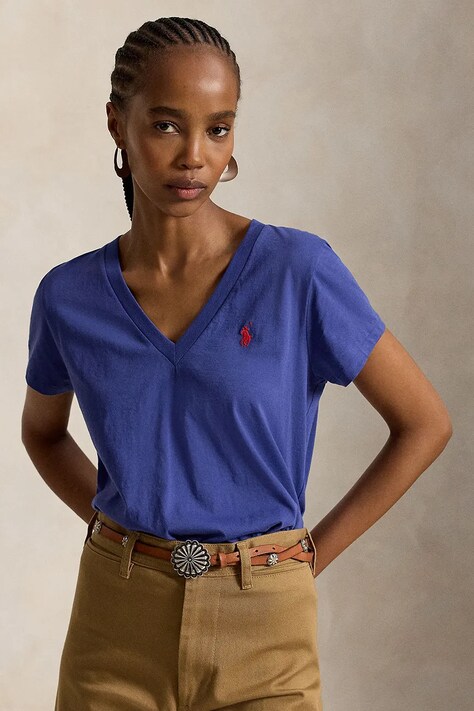 Polo Ralph Lauren T-shirt basic damski bawełniany niebieski 211B14611