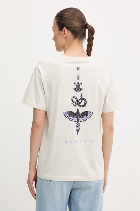 Hurley t-shirt damski bawełniany beżowy WTSEU00032