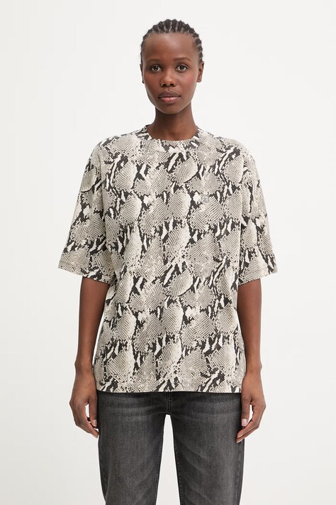 Anine Bing Avi t-shirt bawełniany damski beżowy A.08.12062