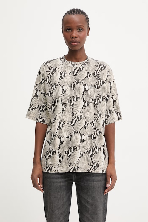 Anine Bing Avi t-shirt bawełniany damski beżowy A.08.12062