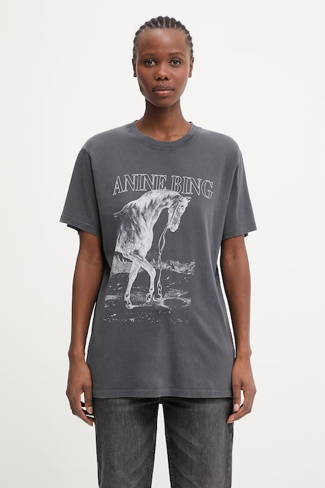 Anine Bing Lili t-shirt bawełniany damski szary A.08.11713