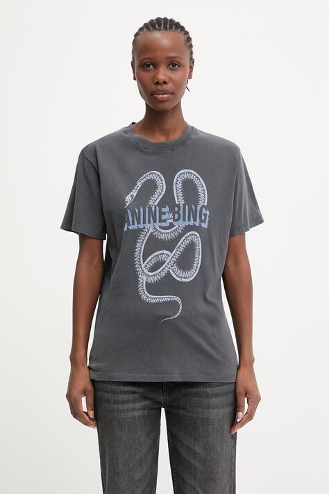 Anine Bing Lili t-shirt bawełniany damski czarny A.08.11885