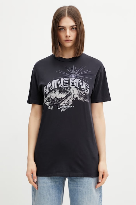 Anine Bing Walker California t-shirt bawełniany damski czarny A.08.11850