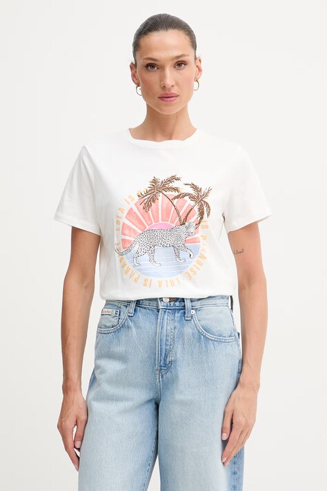 Lola Casademunt T-shirt damski bawełniany biały LS2615019