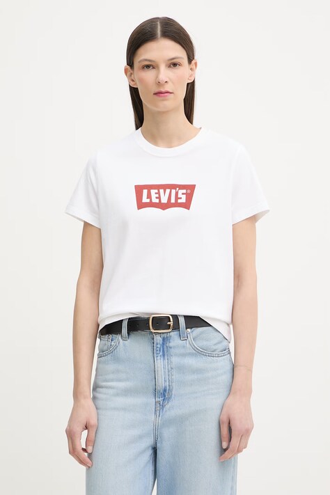 Levi's T-shirt basic damski bawełniany GR T2 PERFECT TEE biały 005GV.0024