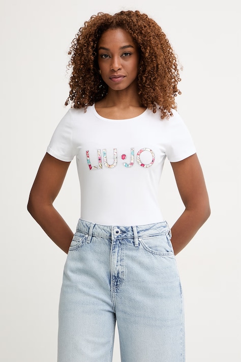 Liu Jo T-shirt damski beżowy VA6169.JS003