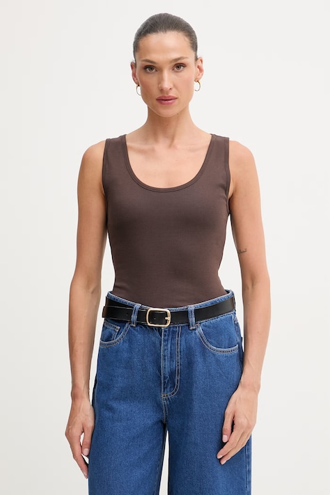 United Colors of Benetton top damski bawełniany brązowy 3GA8DH018