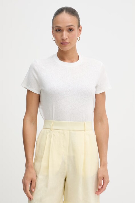 Sisley majica za žene s lanom bijela 3Q8AL108V