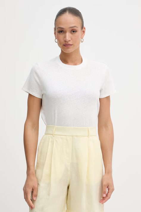 Sisley majica za žene s lanom bijela 3Q8AL108V