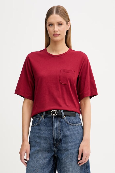 Sisley tričko dámske bavlnené burgundské 3I1XL108S