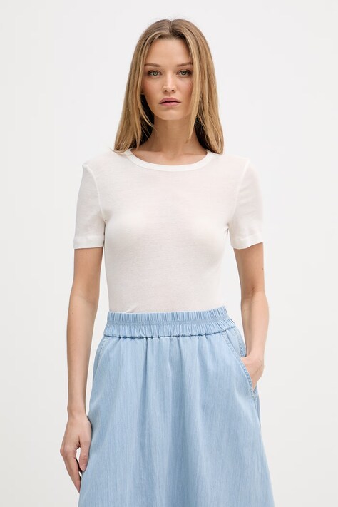 Sisley t-shirt γυναικείο βαμβακερό λευκό 3QNXL109E