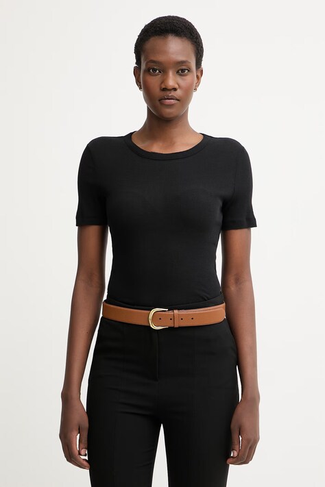Sisley T-shirt damski bawełniany czarny 3QNXL109E