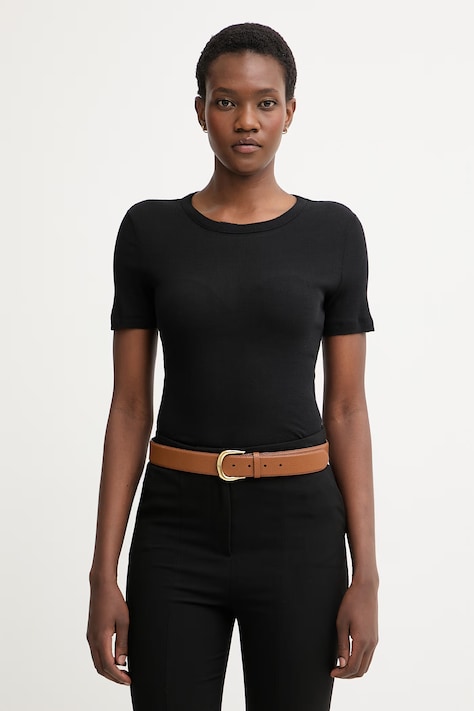 Sisley tricou pentru femei din bumbac negru 3QNXL109E