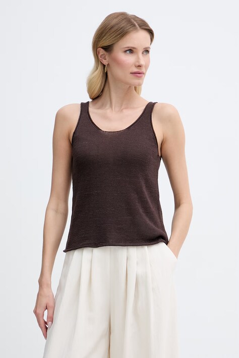United Colors of Benetton top pentru femei cu in maro 1MMXDH01M