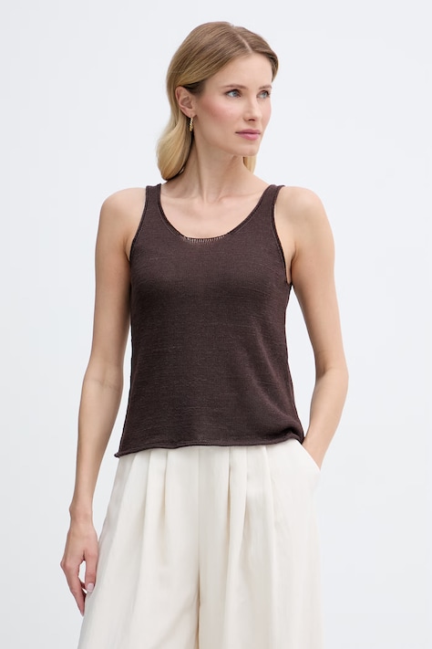 United Colors of Benetton top pentru femei cu in maro 1MMXDH01M