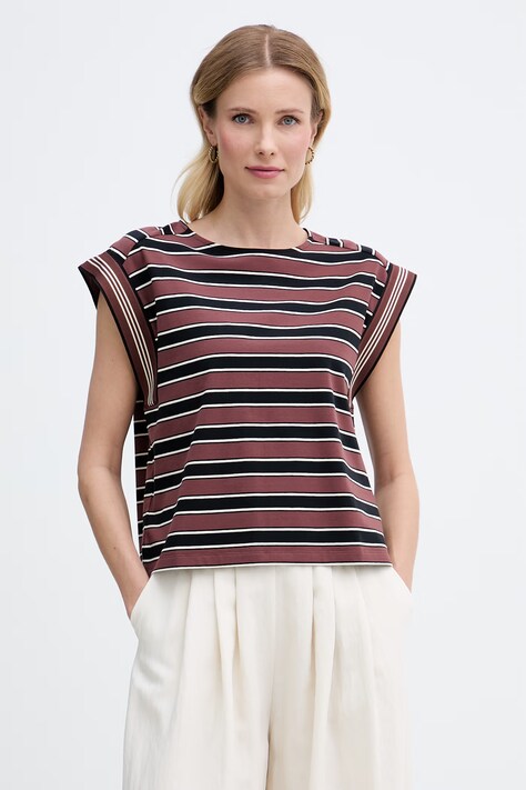 United Colors of Benetton top damski bawełniany z elastanem brązowy 39VWD10D2