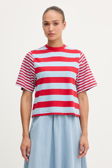 United Colors of Benetton T-shirt damski bawełniany z elastanem czerwony 3NAFD10CY