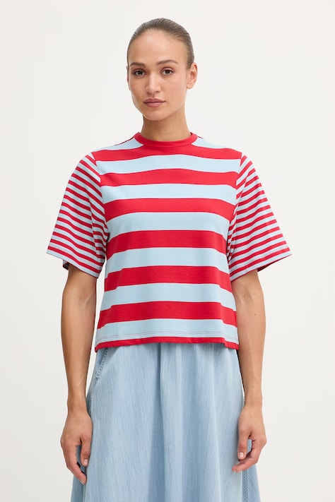 United Colors of Benetton tricou pentru femei, din bumbac cu elastan roșu 3NAFD10CY