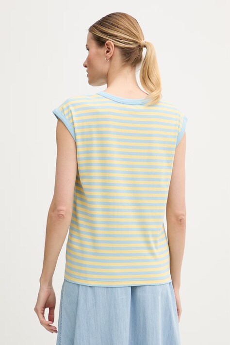 United Colors of Benetton top pentru femei, din bumbac cu elastan galben 3NAFD10D3