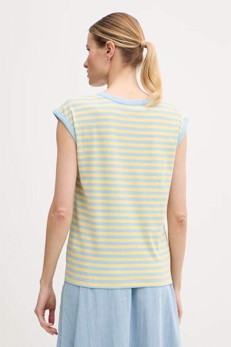 United Colors of Benetton top pentru femei, din bumbac cu elastan galben 3NAFD10D3