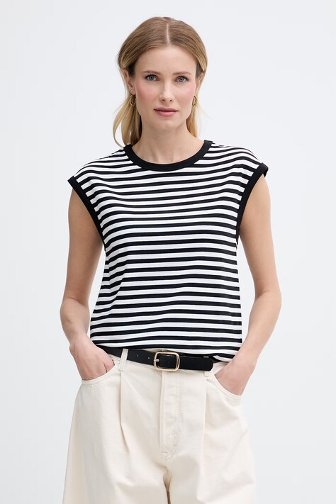 United Colors of Benetton top ženski pamučni s elastanom crni 3NAFD10D3