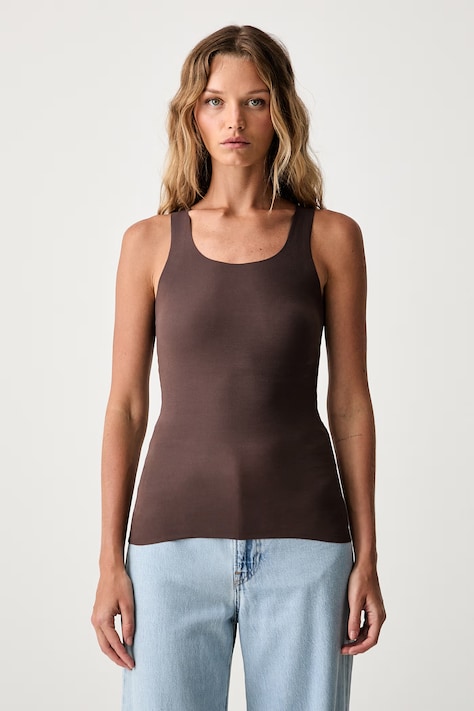 MM6 Maison Margiela lingerie top Women's cotton with elastane brown MKD200040