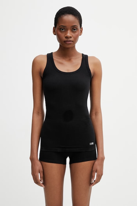 MM6 Maison Margiela top bieliźniany damski z bawełną czarny MKD520010