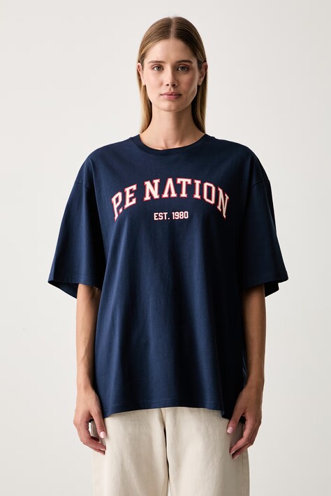 P.E Nation T-shirt damski bawełniany granatowy 262T138