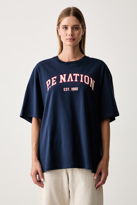 P.E Nation T-shirt damski bawełniany granatowy 262T138