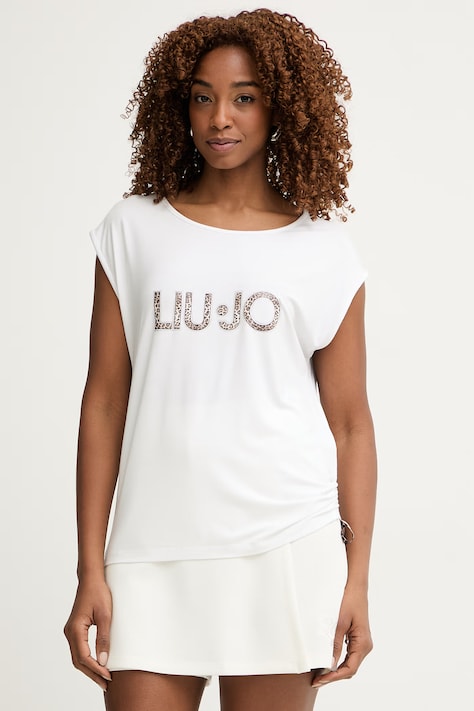 Liu Jo top damski z wiskozy beżowy VA6047 JS360