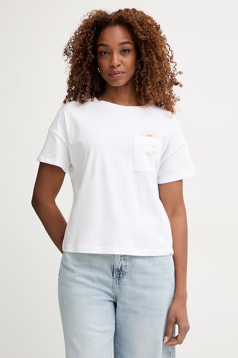 Liu Jo T-shirt damski bawełniany beżowy VA6161 JS923