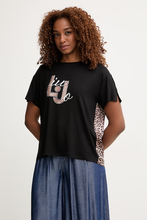 Liu Jo T-shirt damski czarny VA6164 JS360